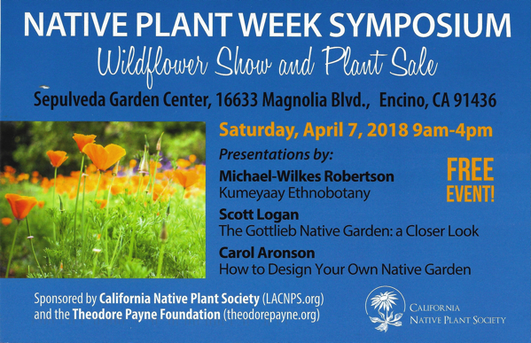 Local Event: Native Plant Celebration & Symposium, Wildflower Show & Plant Sale - April 7, 2018